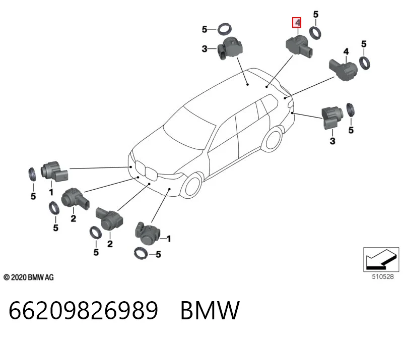 66209826989 BMW Sensor de aparcamiento trasero lateral