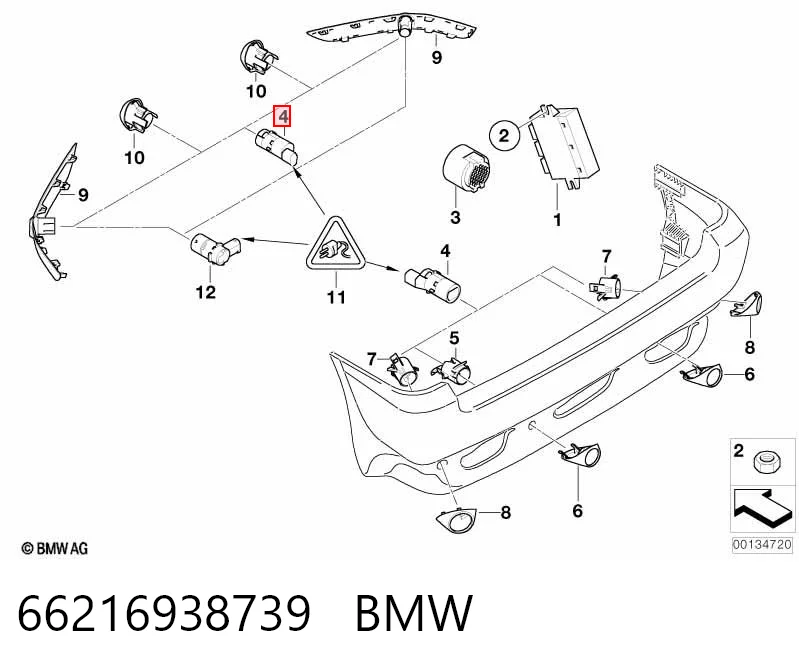 66216938739 BMW Sensor de estacionamiento delantero/trasero central