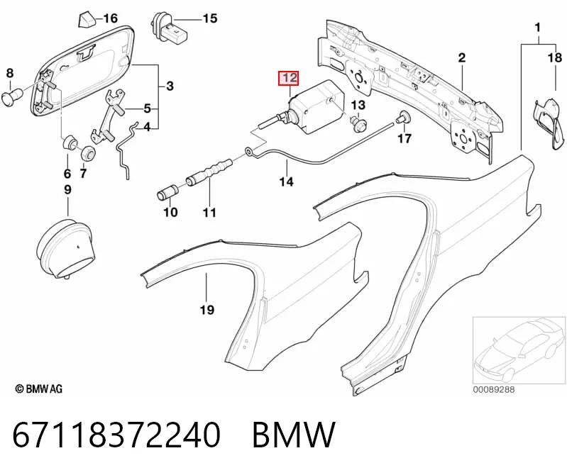 67118372240 BMW Cerradura de la tapa del depósito de combustible