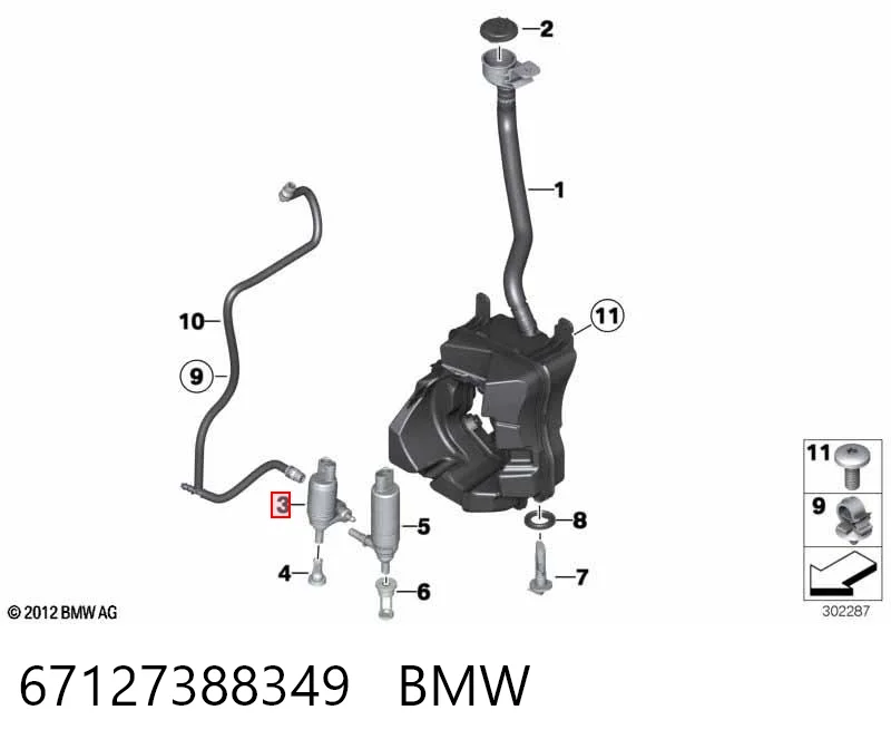 67127388349 BMW Bomba-motor de limpiaparabrisas delantero/trasero