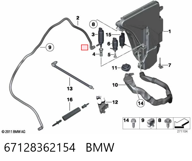 67128362154 BMW Bomba de limpiaparabrisas delantera