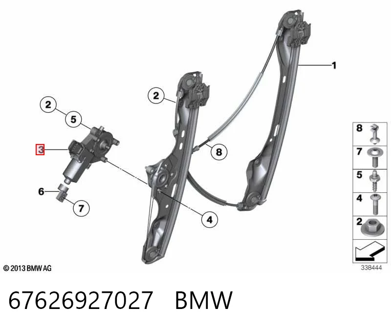67626927027 BMW Motor elevalunas, puerta delantera izquierda