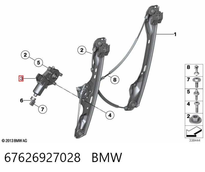 67626927028 BMW Motor del elevalunas de la puerta delantera derecha
