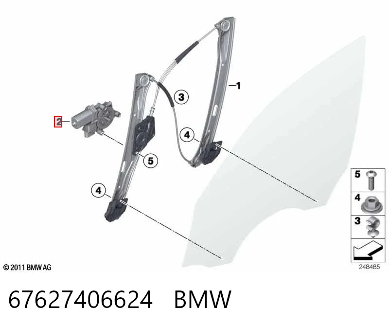 67627406624 BMW Motor del elevalunas de la puerta delantera derecha