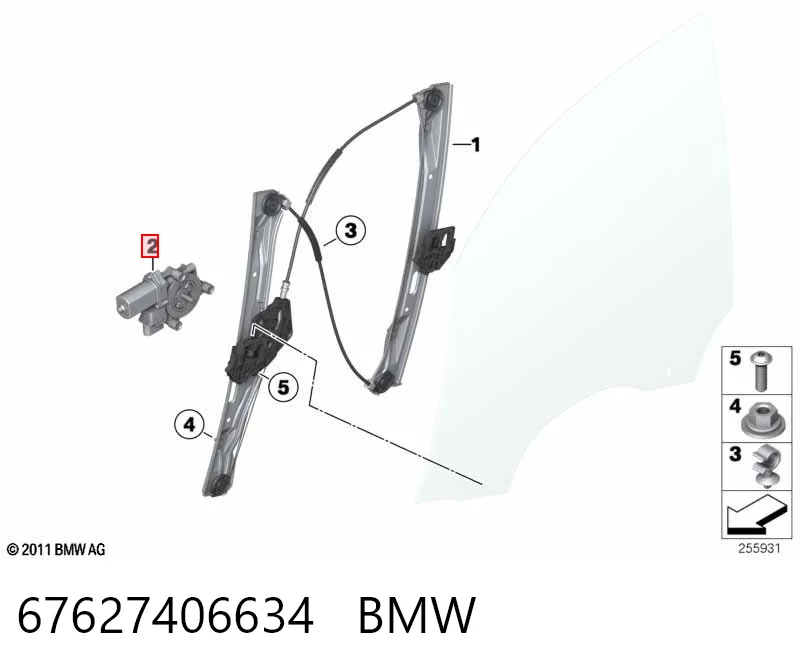 67627406634 BMW Motor del elevalunas de la puerta delantera derecha