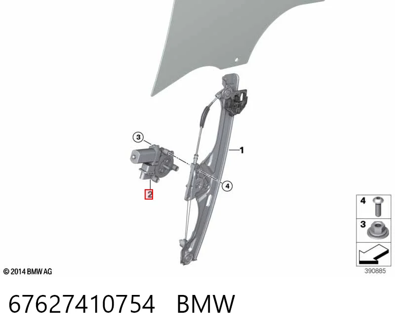 Mecanismo levanta, puerta delantera derecha para BMW 2 Gran Tourer F46