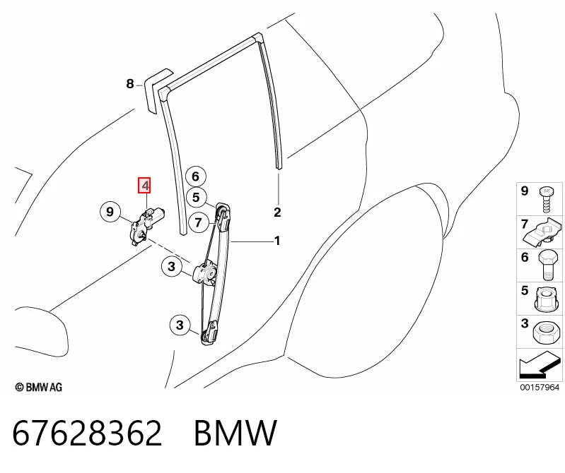 67628362 BMW Motor del elevalunas de la puerta trasera izquierda