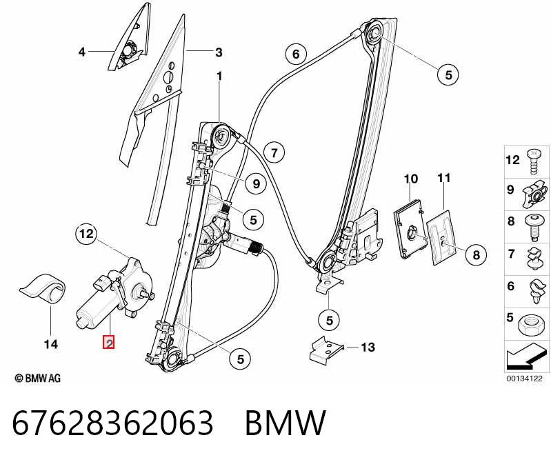 67628362063 BMW Motor del elevalunas de la puerta trasera izquierda