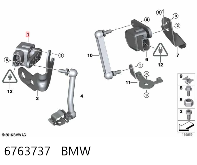 6763737 BMW Sensor de nivel de carrocería trasero