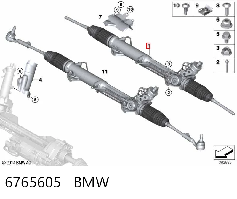 6765605 BMW Cremallera caja de direccion