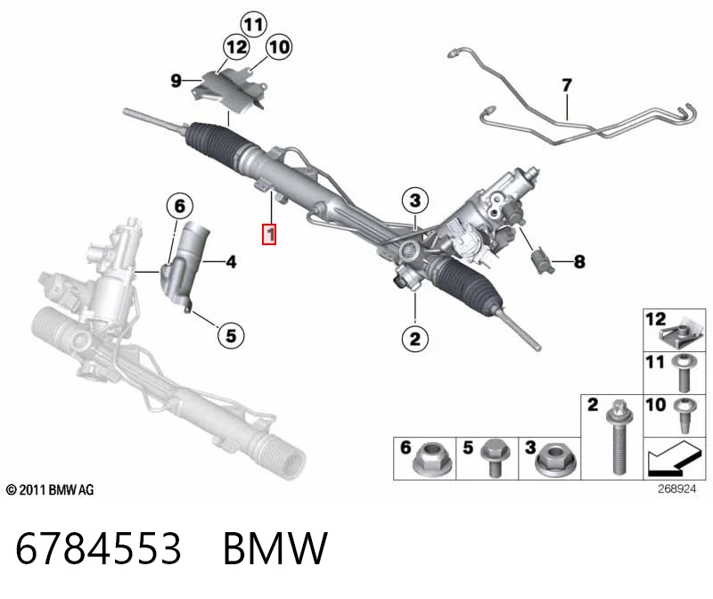 6784553 BMW Cremallera caja de direccion