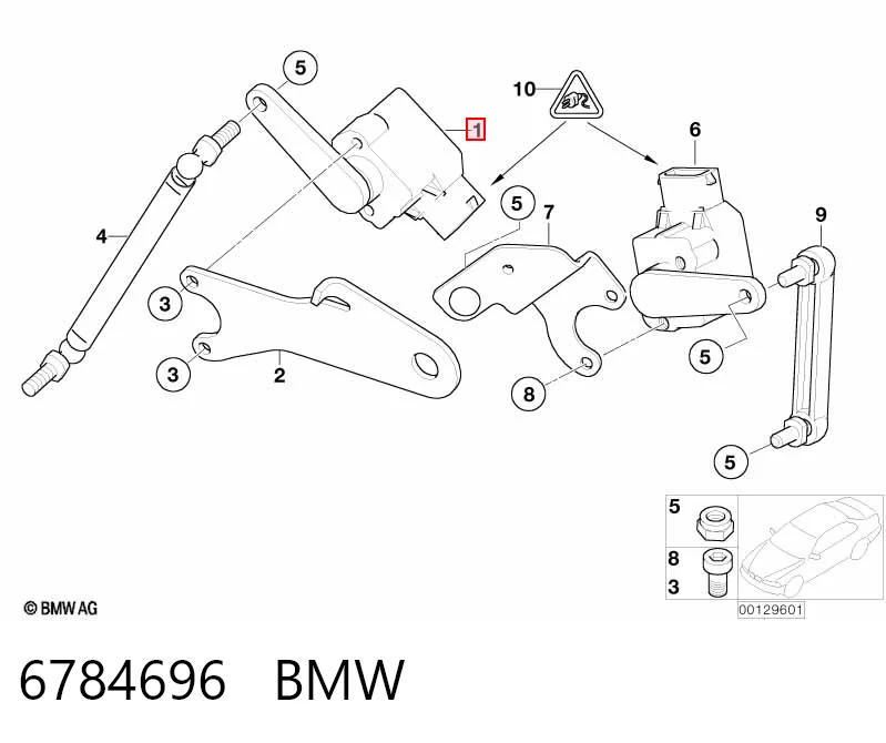 6784696 BMW Sensor de nivel de carrocería delantero derecho