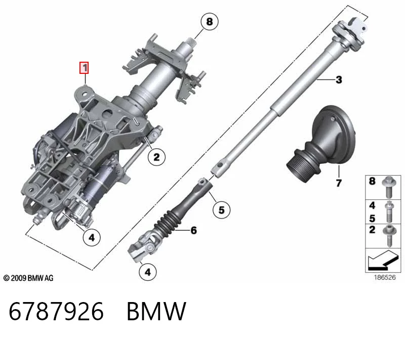 Columna de volante para BMW 7  F01, F02, F03, F04