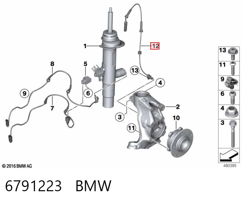 6791223 BMW Sensor de rueda abs