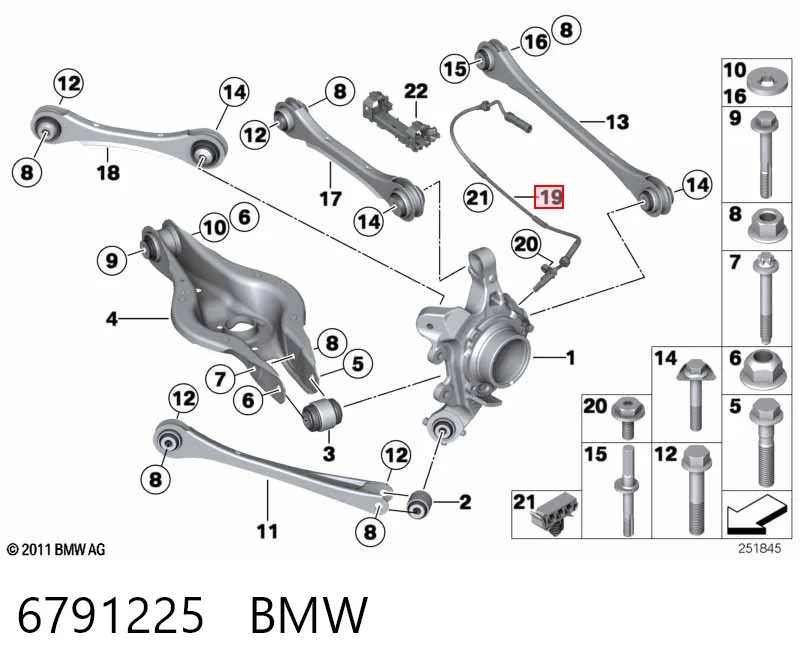 6791225 BMW Sensor de freno, trasero
