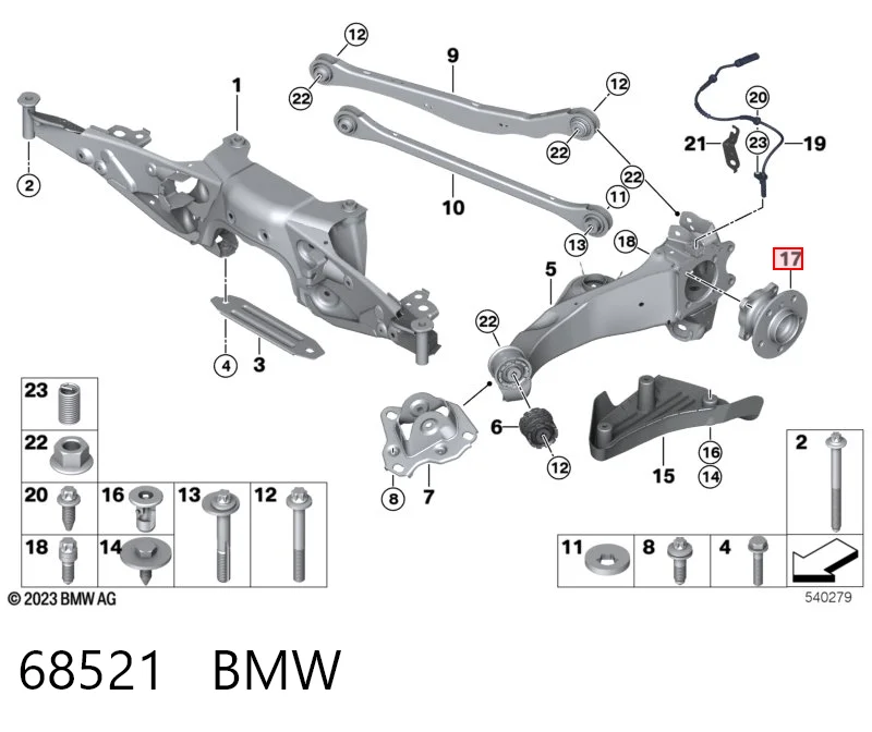 68521 BMW Buje de rueda trasero