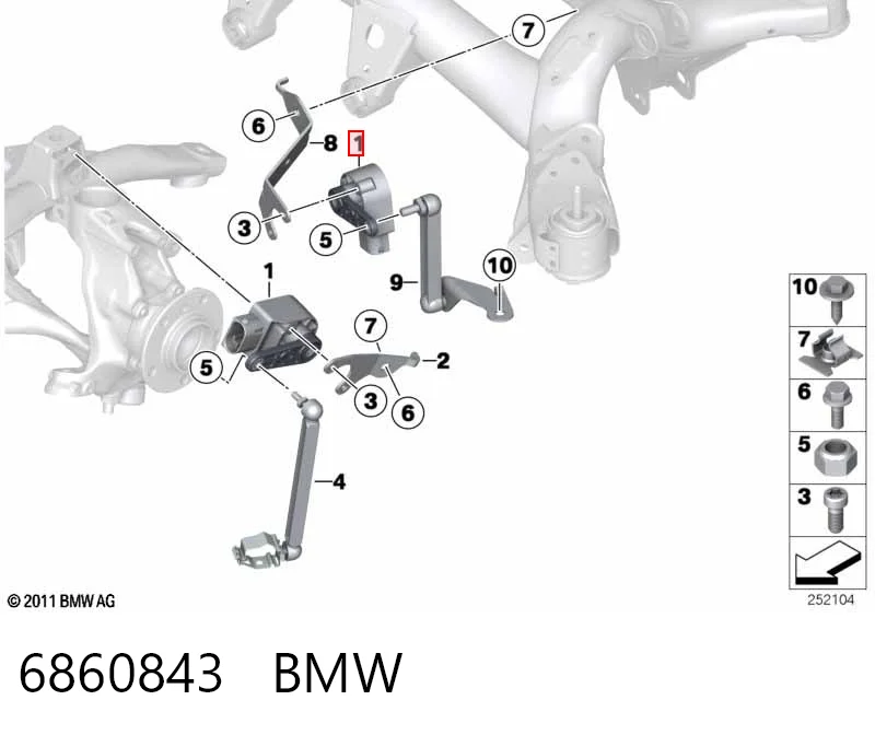 6860843 BMW Sensor de nivel de carrocería trasero
