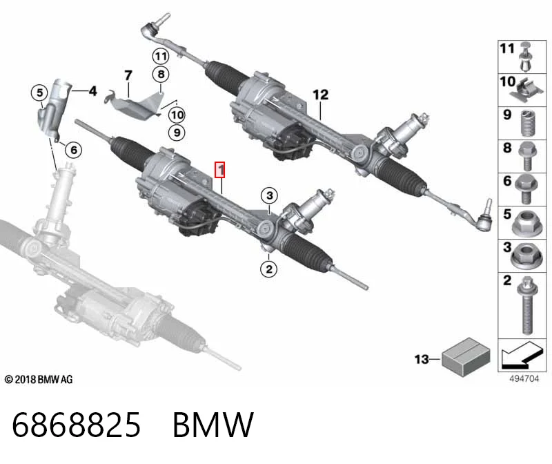 6868825 BMW Cremallera caja de direccion