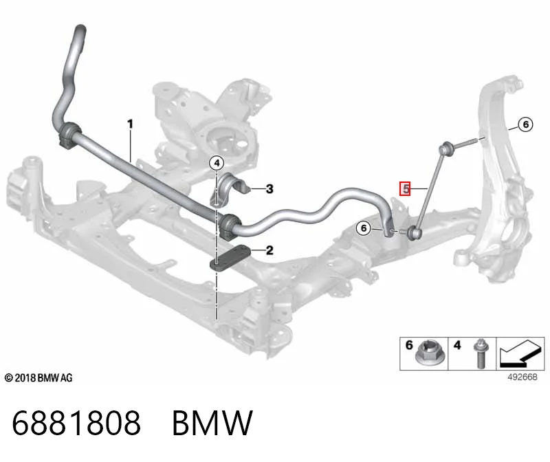 6881808 BMW Bieleta estabilizadora delantera derecha