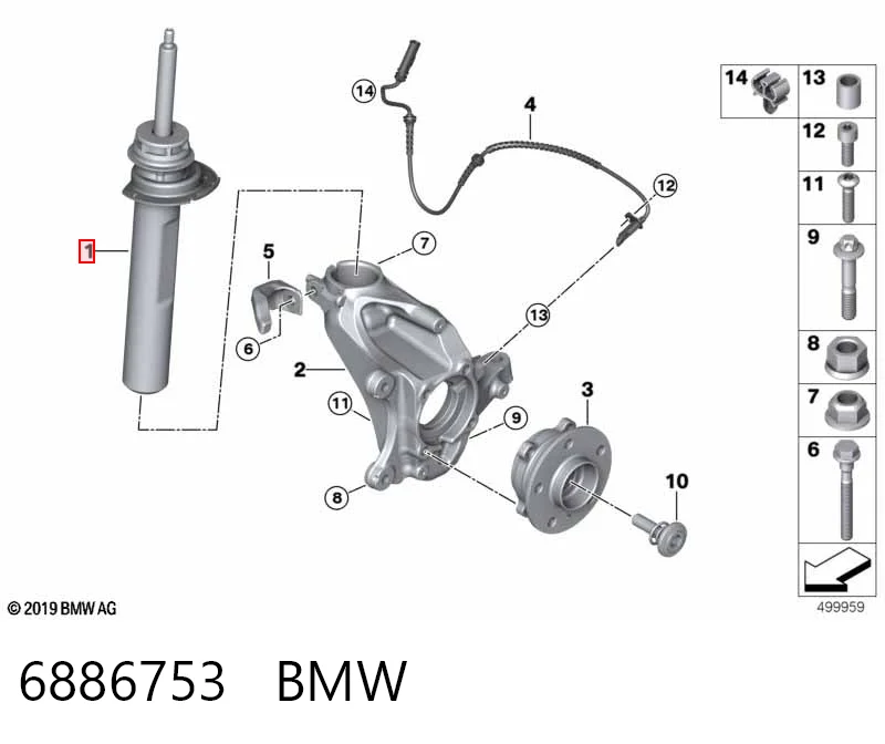 6886753 BMW Amortiguador frontal izquierdo