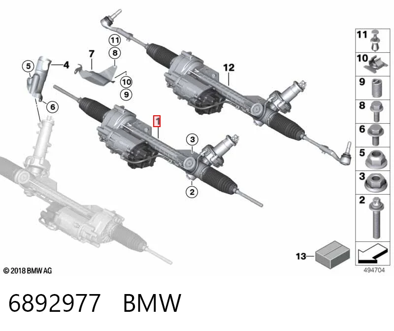 6892977 BMW Cremallera caja de direccion