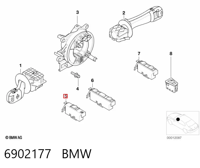 6902177 BMW Botón de encendido del motor del elevalunas delantero izquierdo