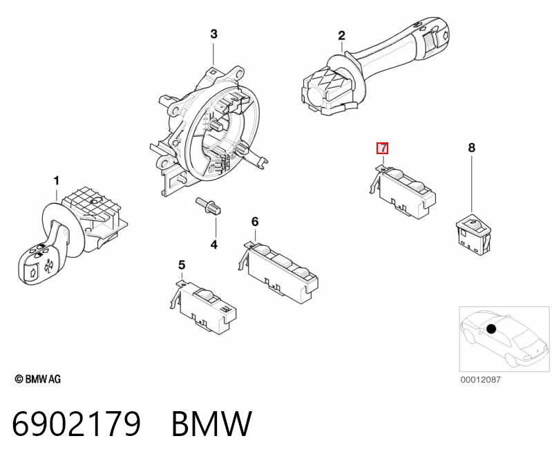 6902179 BMW Botón de encendido, motor eléctrico, elevalunas, puerta delantera derecha