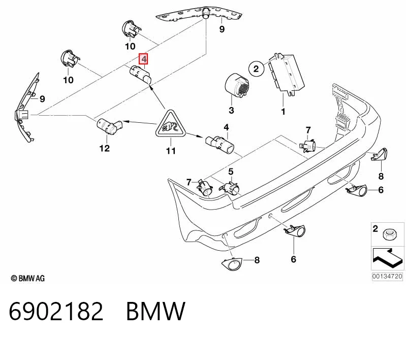 6902182 BMW Sensor alarma de estacionamiento trasero 