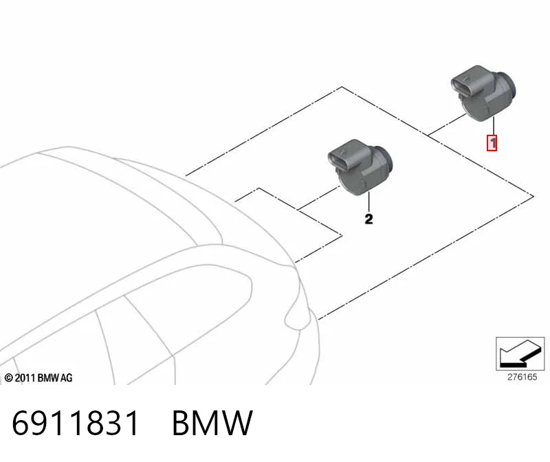 6911831 BMW Sensor alarma de estacionamiento trasero 