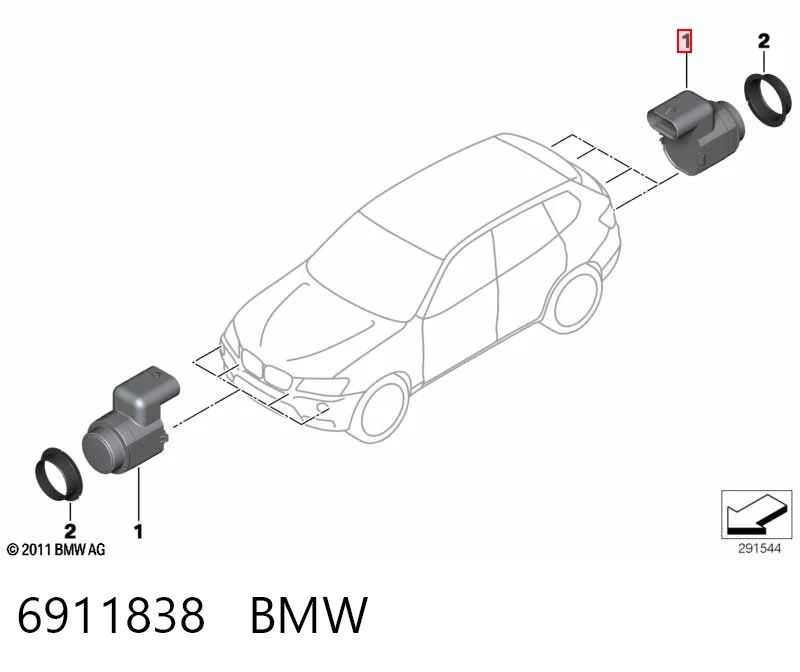 6911838 BMW Sensor de estacionamiento delantero/trasero central