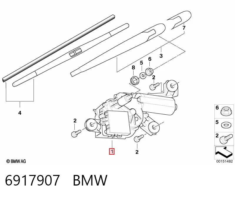 6917907 BMW Motor del limpiaparabrisas trasero