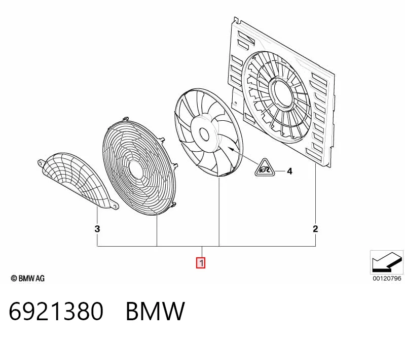 Difusor del radiador del aire acondicionado con ventilador y motor 6921380 BMW