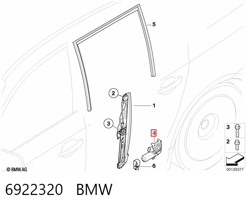 6922320 BMW Motor del elevalunas de la puerta trasera derecha