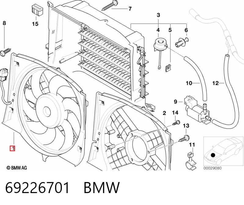 69226701 BMW Ventilador de refrigeración del motor
