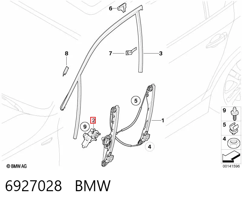 6927028 BMW Motor del elevalunas de la puerta delantera derecha