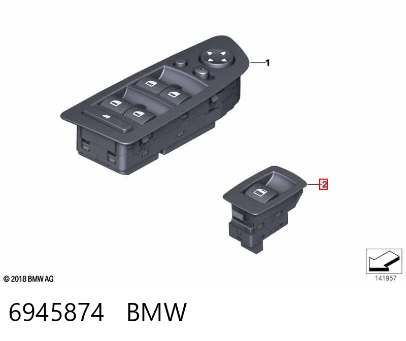 6945874 BMW Botón de encendido, motor eléctrico, elevalunas, puerta delantera derecha