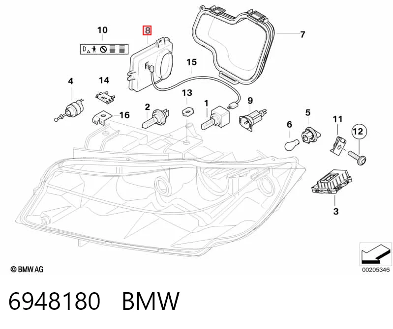 6948180 BMW Unidad de control de xenón