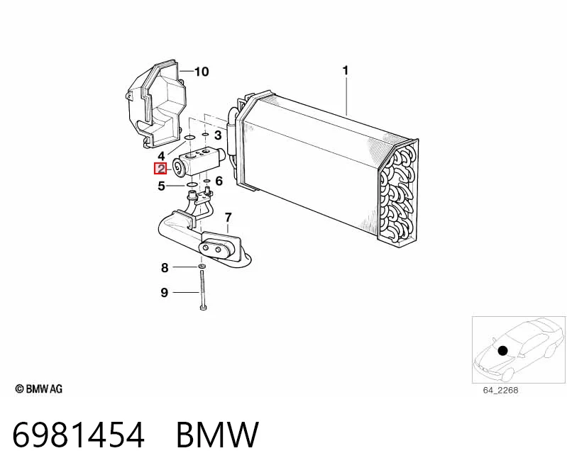 6981454 BMW Válvula TRV del aire acondicionado