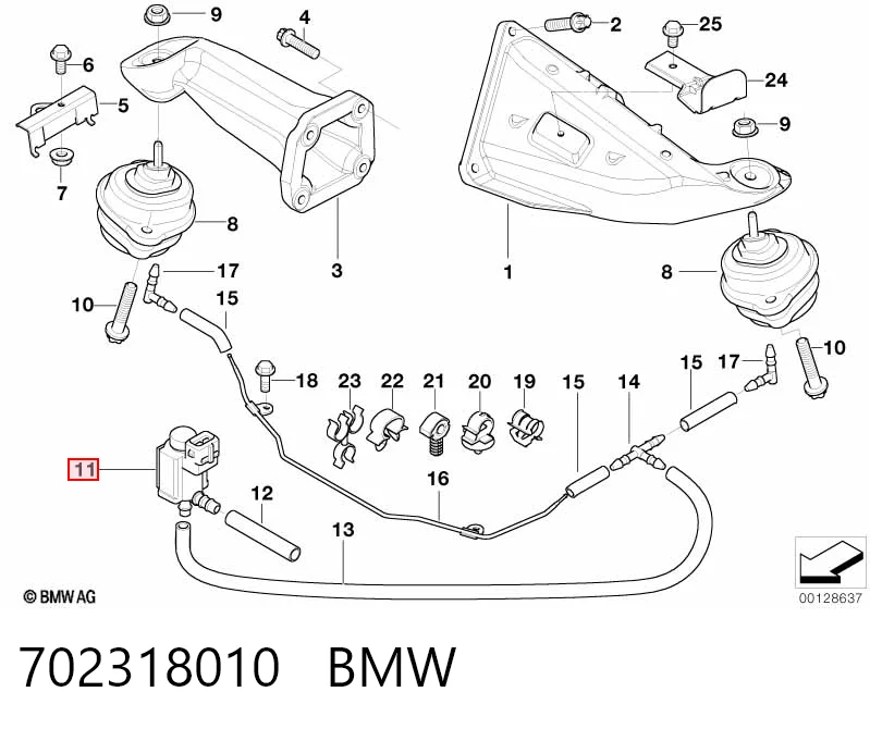 702318010 BMW Válvula de solenoide de control de mariposa EGR