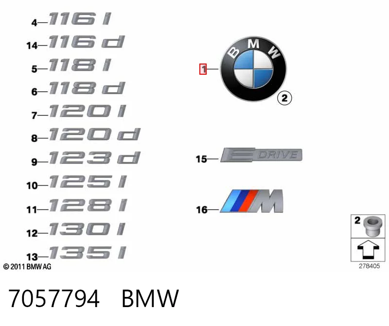 7057794 BMW Logotipo de tapa de maletero
