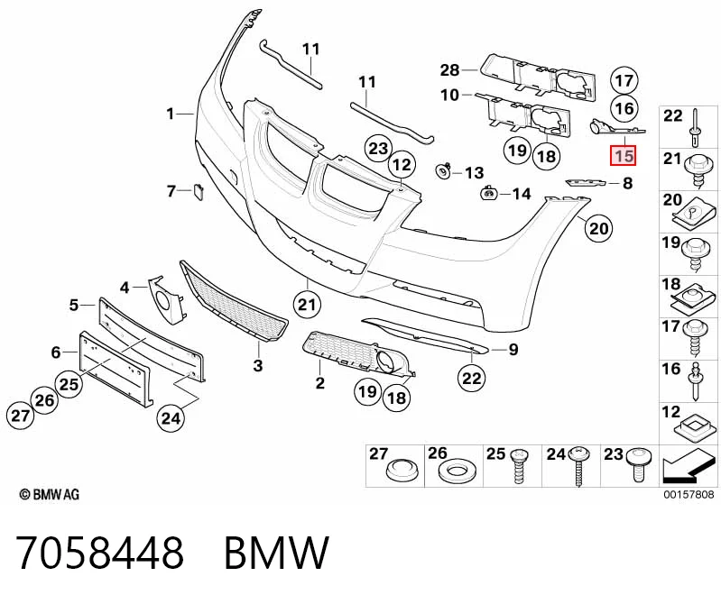 7058448 BMW Soporte delantero de guardabarros delantero derecho