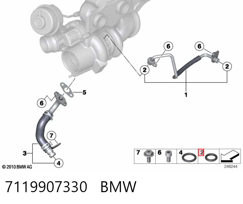 7119907330 BMW Junta (anillo) de la manguera de refrigeración de la turbina, de alimentación