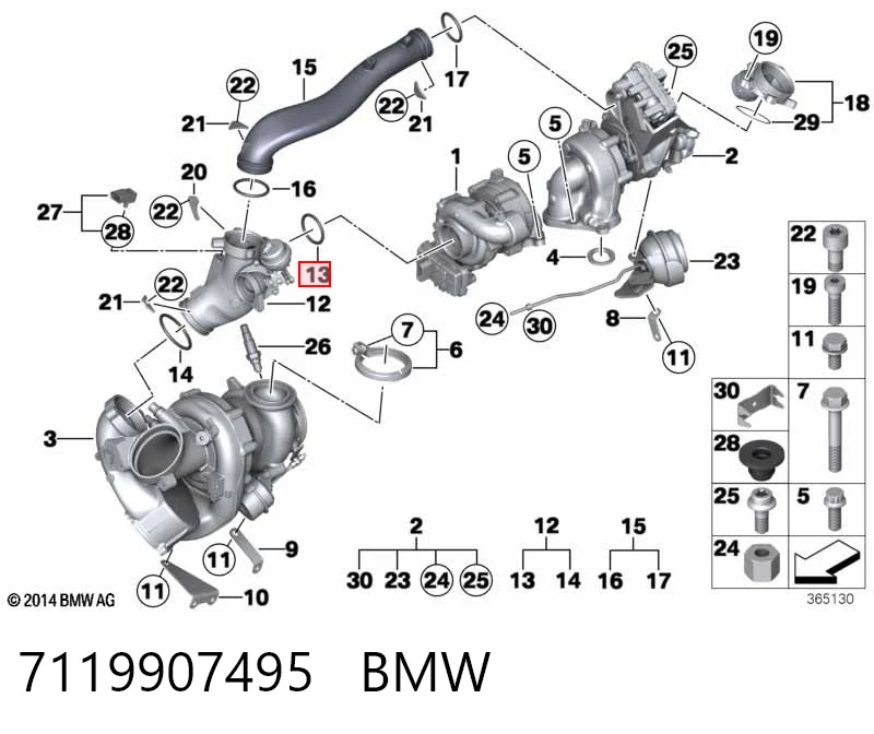 7119907495 BMW Junta de tapa del tubo de llenado de aceite