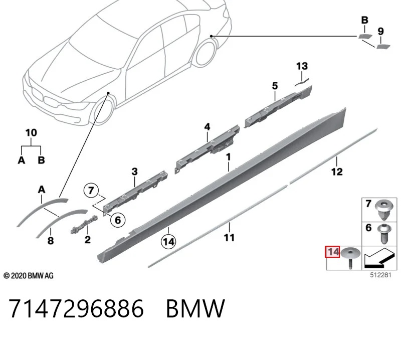 7147296886 BMW Clip de fijación del guardabarros delantero