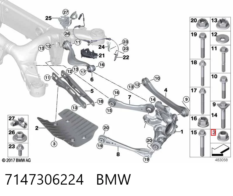 7147306224 BMW Tuerca remachable para tornillo autorroscante