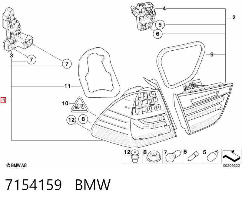 Piloto trasero exterior izquierdo 7154159 BMW