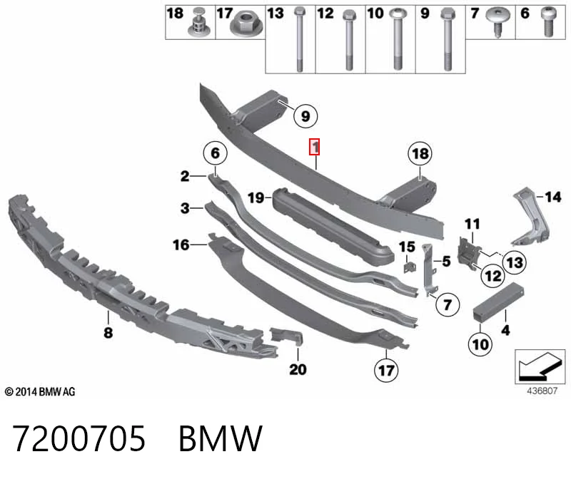 7200705 BMW Refuerzo parachoque delantero