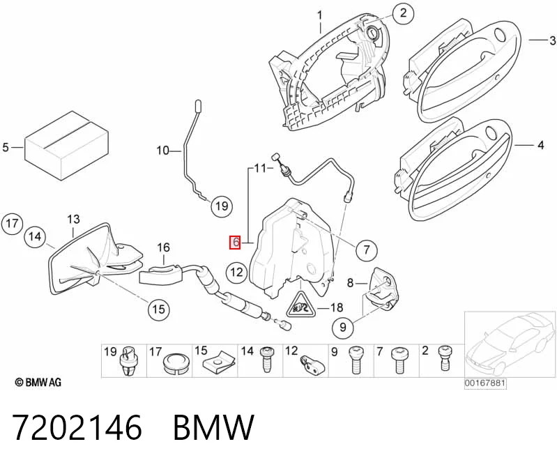7202146 BMW Cerradura de puerta delantera derecha