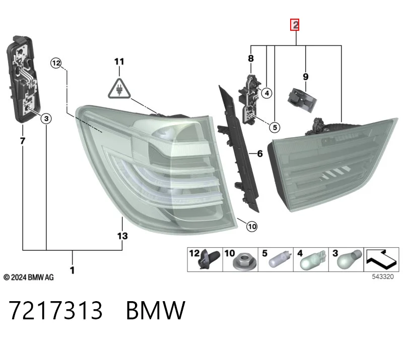 7217313 BMW Piloto trasero interior izquierdo