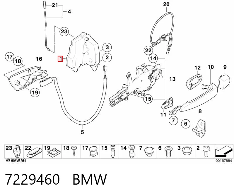 7229460 BMW Cerradura de la puerta trasera derecha